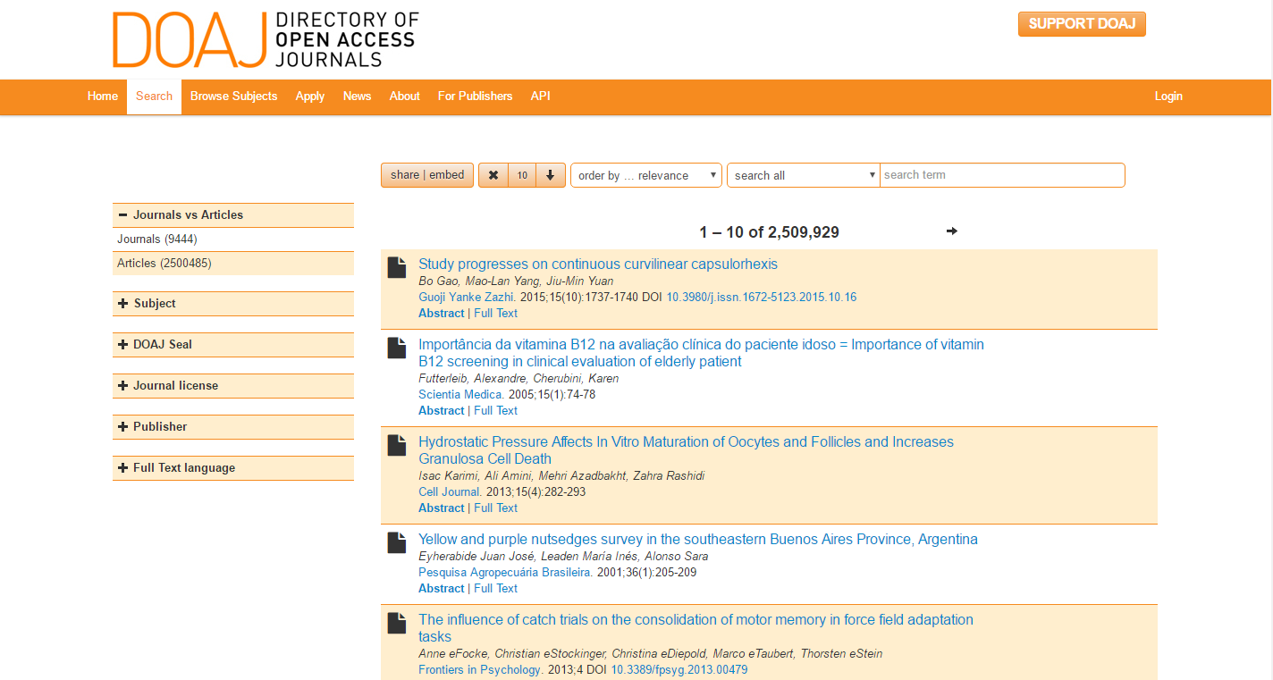 ฐานข้อมูล DOAJ (Directory Of Open Access Journals) – MJU The Library